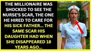 AS HE PASSED BY THE NURSE, THE MILLIONAIRE FROZE IN SHOCK UPON SEEING HER SCAR... THE SAME ONE THAT