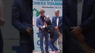 Chess Star Bristy Mukherjee Touches Grandmaster Magnus Carlsen's Feet