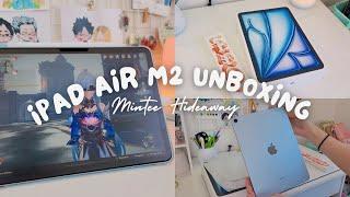 iPad air M2 (blue) aesthetic unboxing - acessories, genshin + HSR