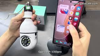 V360pro WIFI Bulb Camera phone setup Installation video