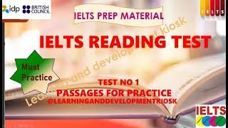 IELTS Reading Practice Test no 1 -  2024 with Answers || Test No - 1 || Practice Passage