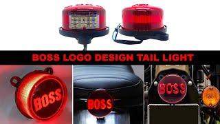 BOSS Logo Round Led Tail Light with Stable and Flash Mode Universal for Royal Enfield & All Bikes