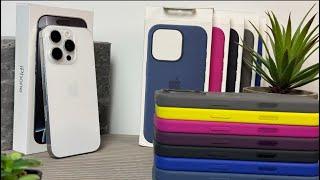 WHITE TITANIUM iPHONE 16 PRO in ALL New Apple Silicone MAGSAFE CASES – (Plum, Ultramarine & More!)!