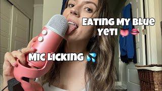 ASMR| Blue Yeti Mic Licking, Eating, Tongue Tracing, Mouth Sounds & Tapping!