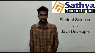 Sathyatechnologies student selected as Java Developer