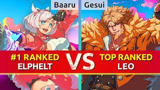 GGST ▰ Baaru (#1 Ranked Elphelt) vs Gesui (TOP Ranked Leo). High Level Gameplay