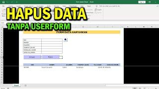 Hapus Data | Form Input Tanpa Userform VBA Excel