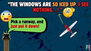 “I got it full throttle, We're not going nowhere” ICED UP Pilot CAN’T FIND RUNWAY to Land #atc