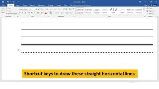 Shortcut Key to Draw Straight Lines in MS Word (Word 2003-2019)