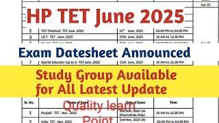 HP TET June Official Notification 2025 Exam date Announced | HP TET TGT JBT Examdate 2025