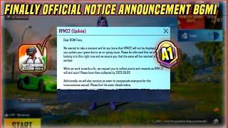 BGMI New Notice Official Announcement Free 400 Rp Point Confirm 2.7 Update BGMI Rp M22 Lock