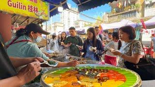 Authentic Morning Market in Guangxi China: Pork Jerky, Jelly Pastries, Shrimp Dumplings, Roast Meats