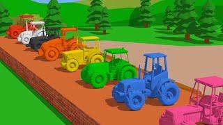Wooden Elevator and Tractor Jumps straight to the Paint tank - Colorful Vehicles