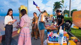 Street Food Tour in Phnom Penh Riverside Cambodia | Cambodia Street Food [2K]