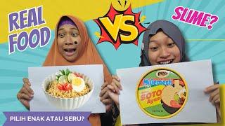 Real Food VS Slime - Challenge Aqilla dan Mbak Kunyit  Asti Kunyit - Bunda Aqilla Eps 375