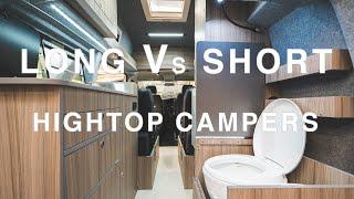 Long V Short Wheelbase HIGH ROOF Camper Tours - Van Conversions With Fixed TOILETS