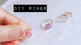 How to make finger rings/making adjustable wire and resin rings/simple and cute ring making/diy ring