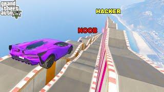 Noob Vs Hacker Mega Ramp Challenge 988.666% People Cannot Complete This Race in GTA 5!