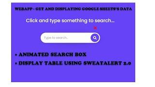 WebApp - Get and Displaying Data from Google Sheets | Search Results in Pop Up Table