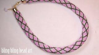 آموزش گردنبند منجوق بافی با قلاب شیک و ظریف Bead crochet necklace tutorial.jewelry making at home