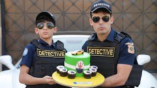 Jason and Alex with the Super Maserati Cake and Detective Car