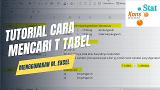 Tutorial mencari T tabel menggunakan Microsoft Excel