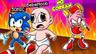 AMY SE ENOJA CON SONIC Y BEBE NOOB  BEBE NOOB ESCAPA DE AMY EN MINECRAFT TROLL