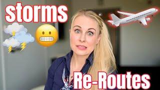 The Real Life Of A Flight Attendant | STORMS, Re-Routes, & Late Nights!