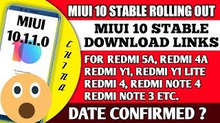 MIUI 10 STABLE ROLLING OUT | MIUI 10.1.1.0 For Redmi Note 4, Redmi 5a/4a, Redmi Y1/Y1 Lite & others