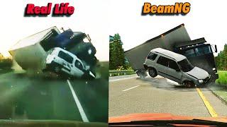 Real Life Crashes vs. BeamNG.Drive | Side-by-Side Comparison #3