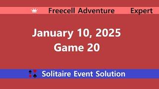 FreeCell Adventure Game #20 | January 10, 2025 Event | Expert