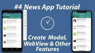 #4 - News App in React Native Tutorial | Create Modal, WebView & Other features of the App