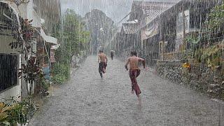 heavy rain in my cold village | non-stop rain all day | fell asleep instantly to the sound of rain