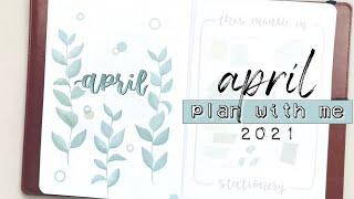 PLAN WITH ME | April 2021 | Bullet Journal Setup - Green Eucalyptus