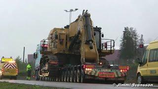 Heavy Haulage of Cat 6015 and Volvo EC220El Excavator and big Tires Svappavaara  28 August 2023