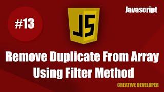 Remove duplicate from array using filter method || Filter Method || IndexOf Method || Javscript