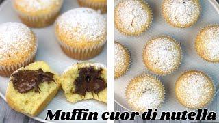 Muffins con CUORE di NUTELLA COME QUELLI DEL BAR - SENZA BURRO️ Ricetta Facile