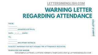Letter for Not Signing Attendance Register – How To Write Warning Letter Regarding Attendance
