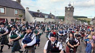 Scotland the Brave by massed Pipes and Drums for Beating Retreat after 2024 Dufftown Highland Games