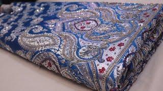 ARNG-3473 "The Steel Blue" Premium Bridal Banarasi Silk Saree|Crystals|Zardozi|Silver Zari