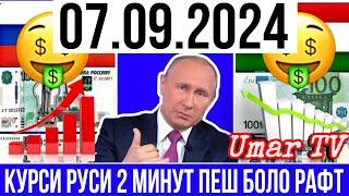 Курси Руси Дар Точикистон 07.09.2024 Курби Асъор Имруз Курси Имруза, Курси Рубл