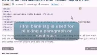 HTML Tutorial :  Text animation with blink tag