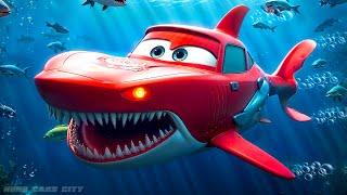 SHARK McQueen Takes on Police Cars in Epic Underwater Battle | Part 2 | Hero Cars Adventure Episode