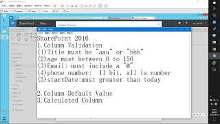 SharePoint 2016 Column Validation and Column Default Value demo