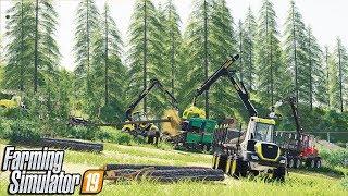 NEW MAP - Grizzly Mountain LOGGING | Full Crew Logging & Spintires Vehicles | Farming Simulator 19