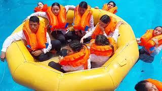 wetlook in uniform in the pool