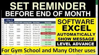 how to create notifications or reminders in excel