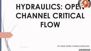 HYDRAULICS: OPEN CHANNEL FLOW (CRITICAL)