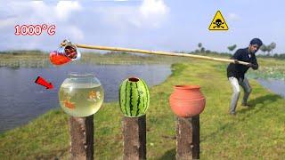 OMG! Mixing MoltenSalt into fishtank|Claypot | Watermelon | Dangerous Experiment