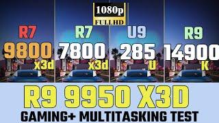 9950x3d vs 9800x3d vs 7800x3d vs i9 14900k vs Intel 285K  The Best Gaming CPU Pbo vs stock settings